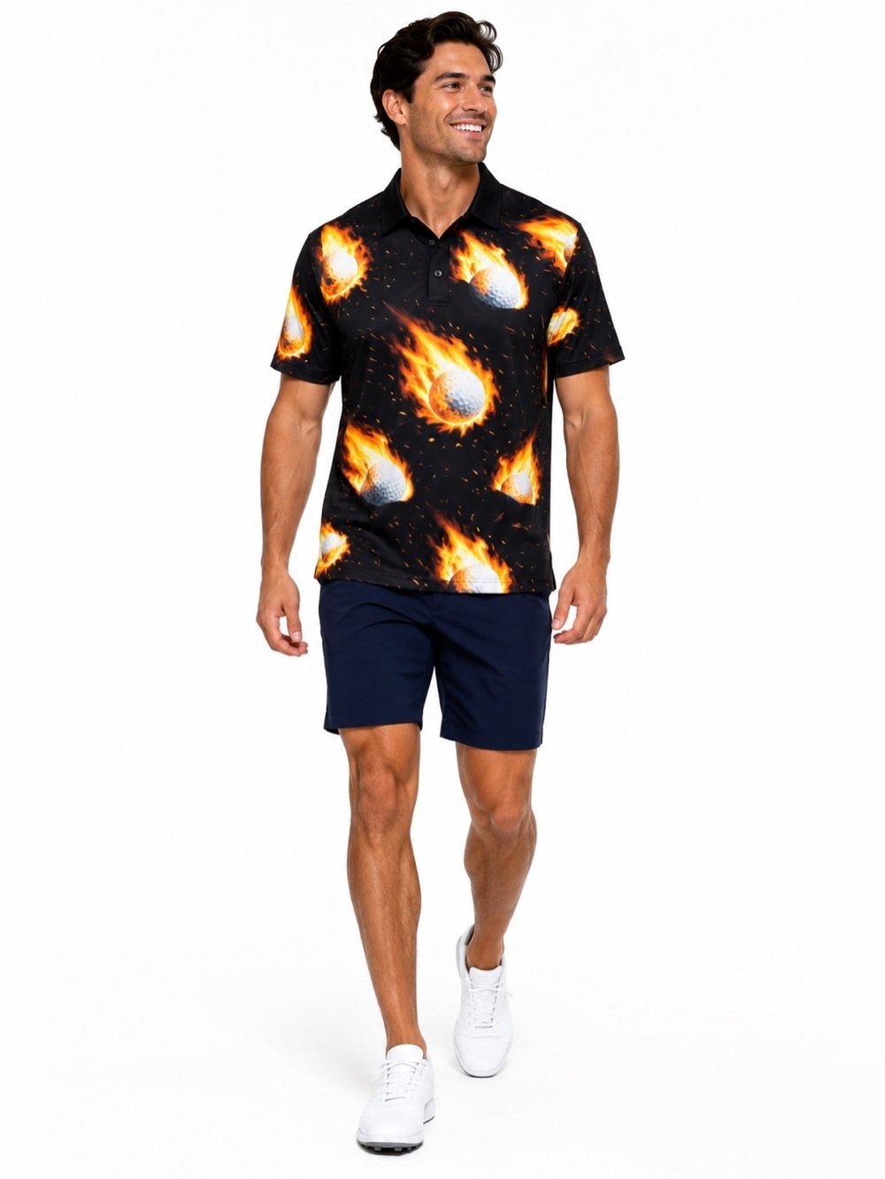 Greater Half Torched Golf Ball Polo Men’s M Black Performance Golfcore Shirt